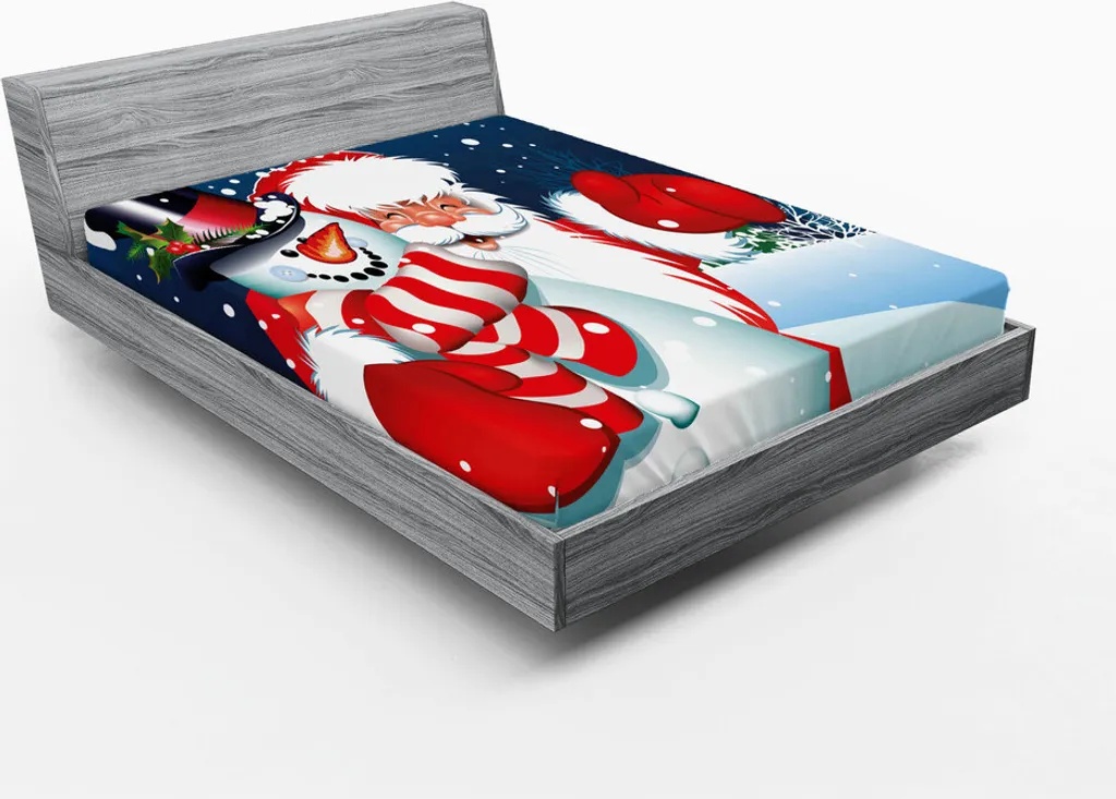 Lenzuolo con Angoli Natalizio ABAKUHAUS 180x200cm Babbo Natale