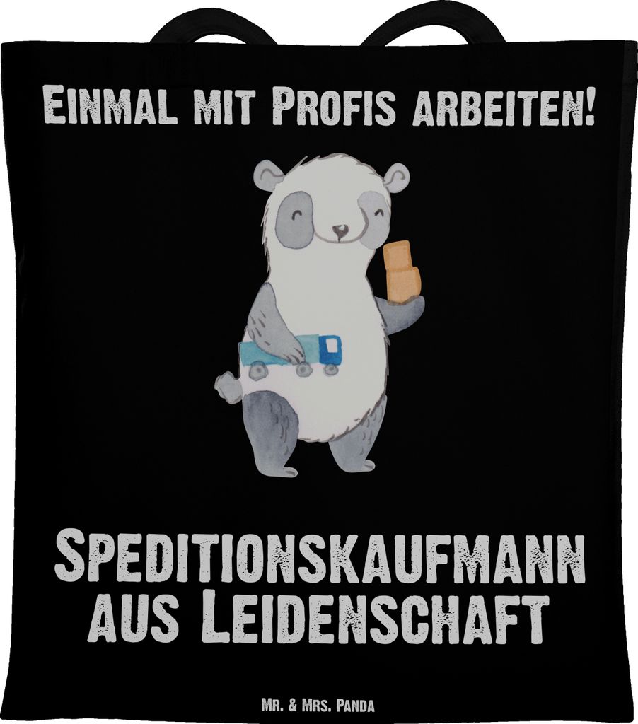 Mr. & Mrs. Panda Tote Bag Speditionskaufmann Leidenschaft - Schwarz - Geschenk, Uni Tasche, Shopping, Jutebeutel, Einkaufstasche