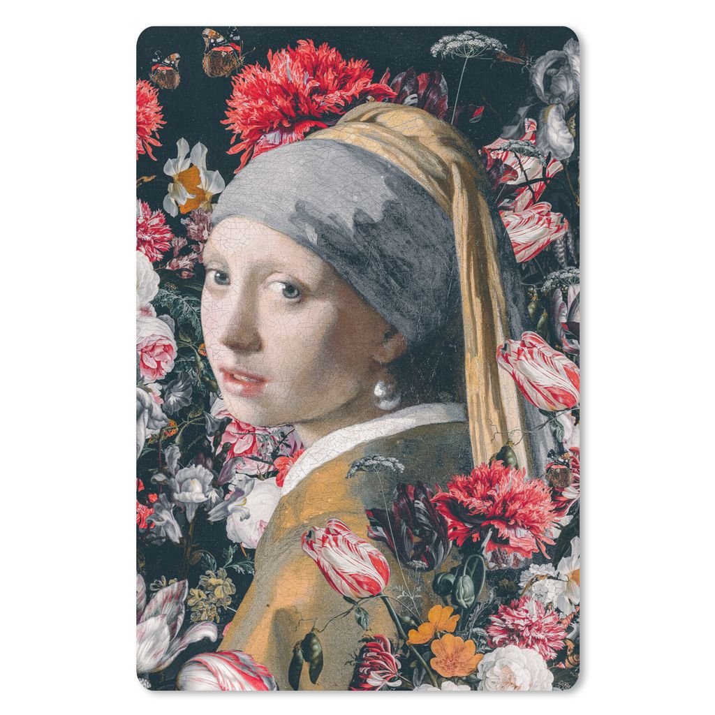 MuchoWow Mauspad Mousepad Das Mädchen mit dem Perlenohrring - Johannes Vermeer - Blumen 18x27 cm - Mousepads - Maus Mat - Pad - Mausunterlage
