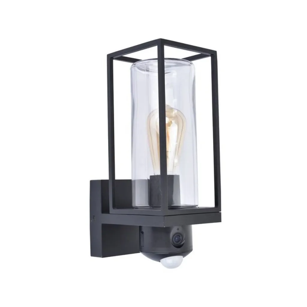 Applique Extérieure avec Caméra Lutec Flair E27 Noire Connectée Wifi