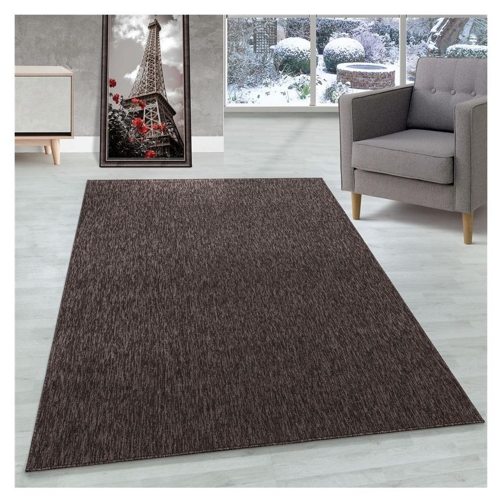 Hochglänzender, marmorierter Kurzflorteppich für das Wohnzimmer, 4 mm hoch, braun 80 x 150 cm