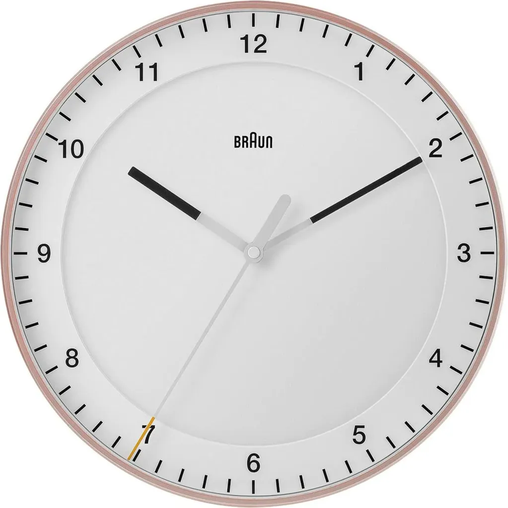 Horloge Murale Design Braun BC 17 PW Rose pour Cuisine ou Bureau