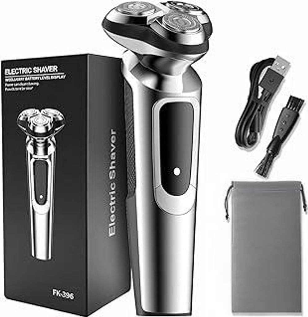 Rasierer Elektro Männer, IPX7 Dicht, Rasieren trocken und feucht, Rasieren mit 3D Drehköpfen, Aufladbarer drahtloser Rasierer Barben, Männer tro...