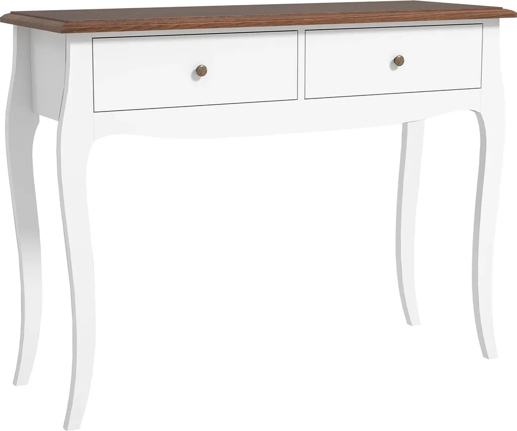 Console Blanche avec 2 Tiroirs 100x35x76,5 cm pour Entrée et Couloir