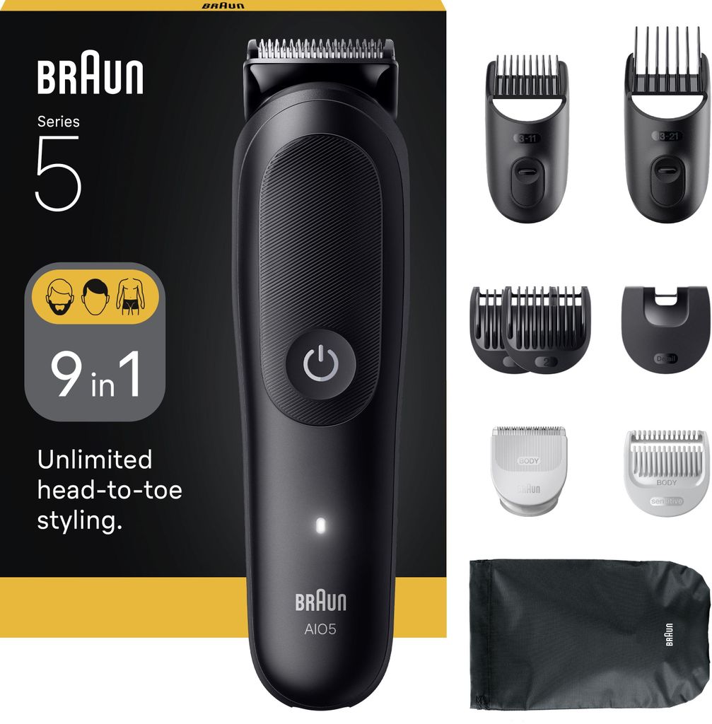 Braun AIO5540, Czarny, 0,5 mm, 2,1 cm, Bateria, 120 min, Zdjęcie produktu 