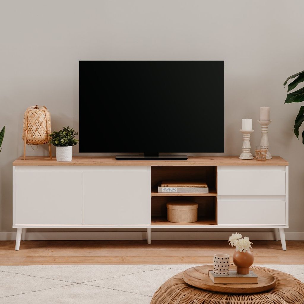 Calicosy - Mobile TV a 2 ante, 2 nicchie e 2 cassetti, Immagine del prodotto 