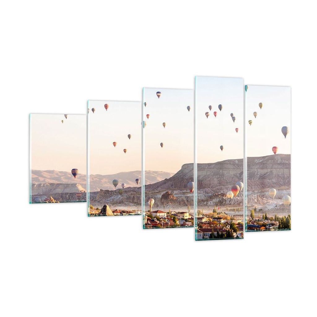 Bilder auf glas - Berge Ballon Flug - 100x60cm - Glasbilder - Wandbilder - Kunstdruck - zum Aufhängen bereit - Wanddekoration aus Glas - Glas Bild...