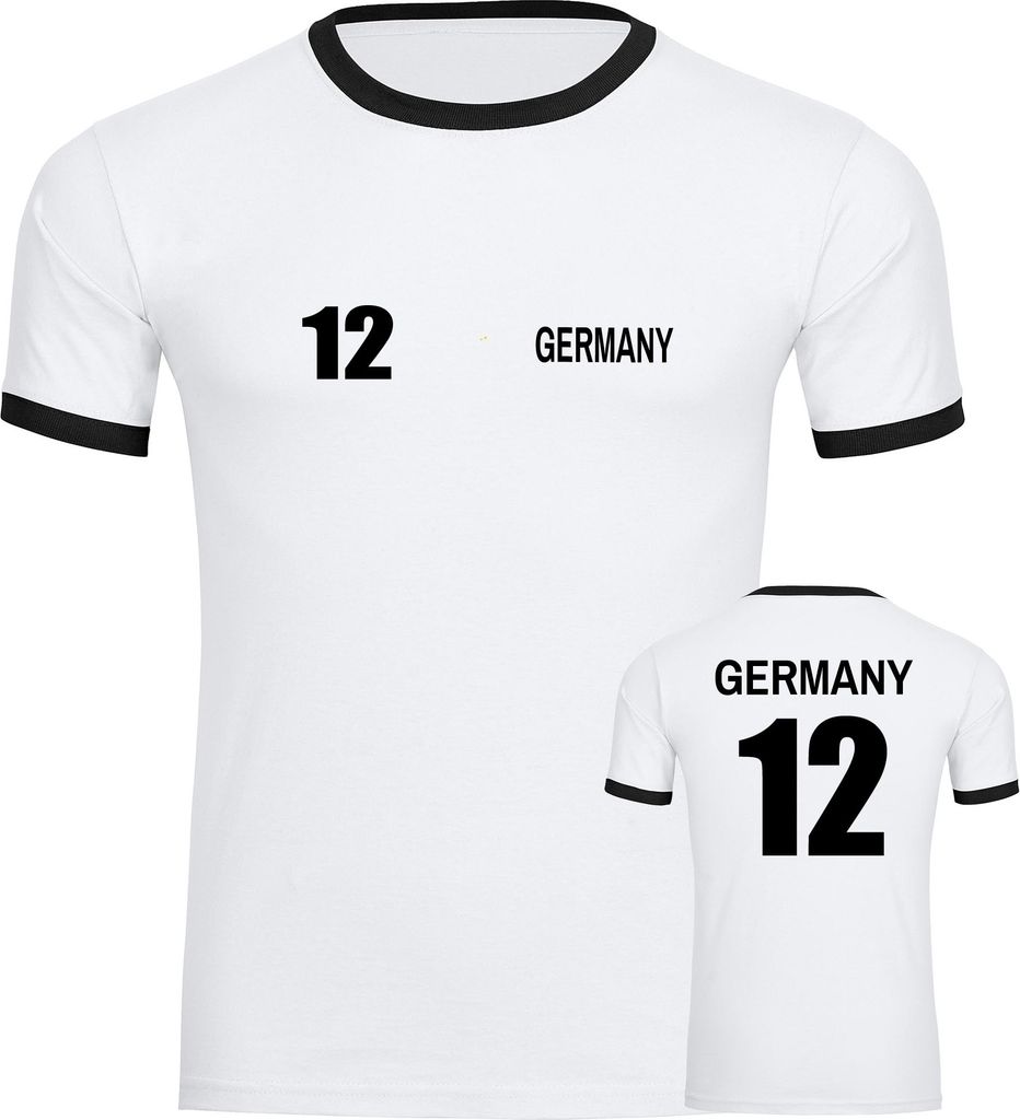 multifanshop Kontrast T-Shirt - Germany - Trikot Nummer 12, Produktbild 