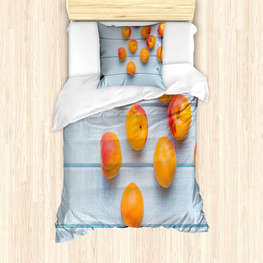 Copripiumino Albicocche ABAKUHAUS 135x200 Azzurro e Arancio