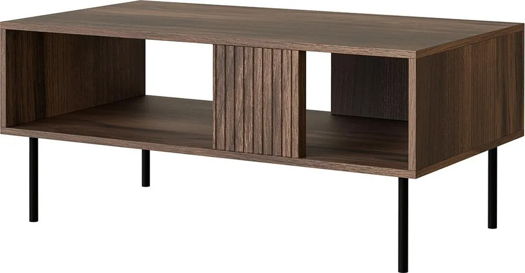 Table Basse de Salon pour Café et Rangement 100 cm Effet Chêne Franco Bois