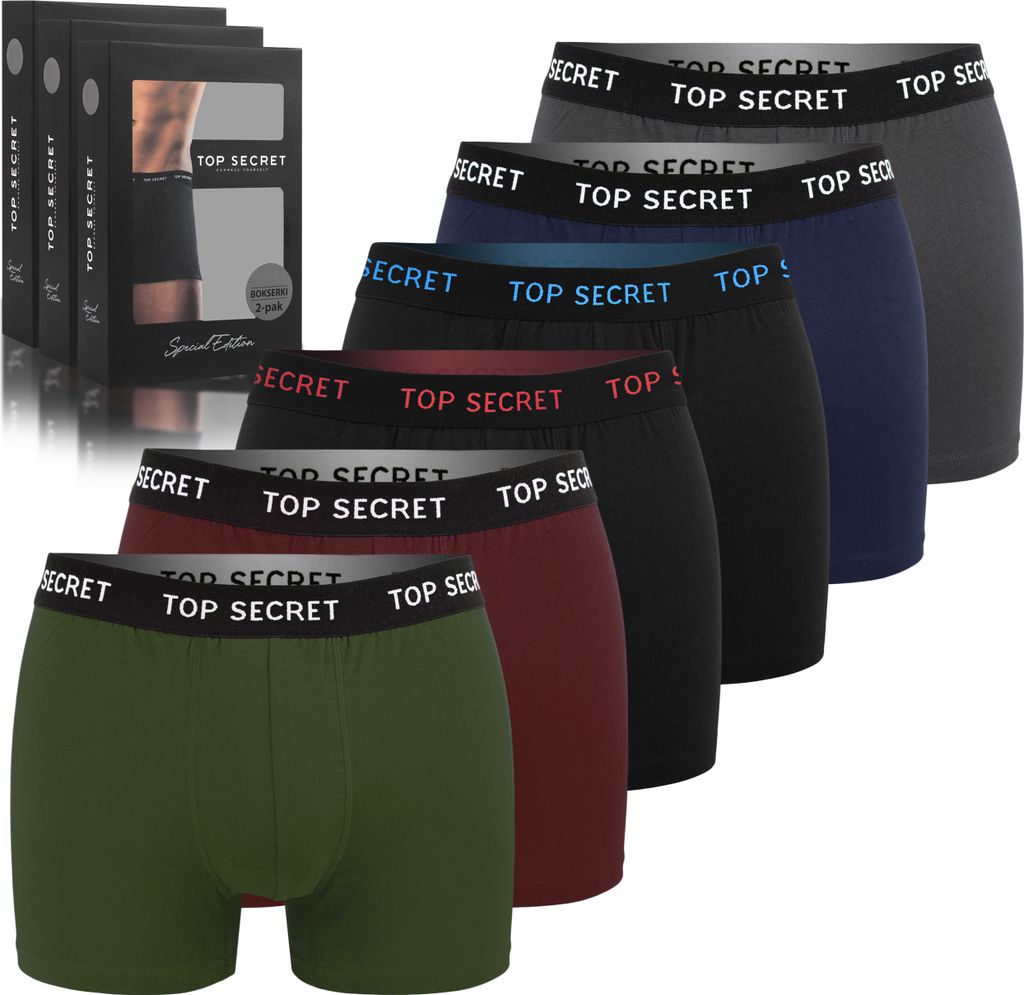 TOP SECRET Boxershorts Herren 6er Pack M Baumwoll Passform Atmungsaktiv Unterwäsche Unterhosen Männer Men Retroshorts