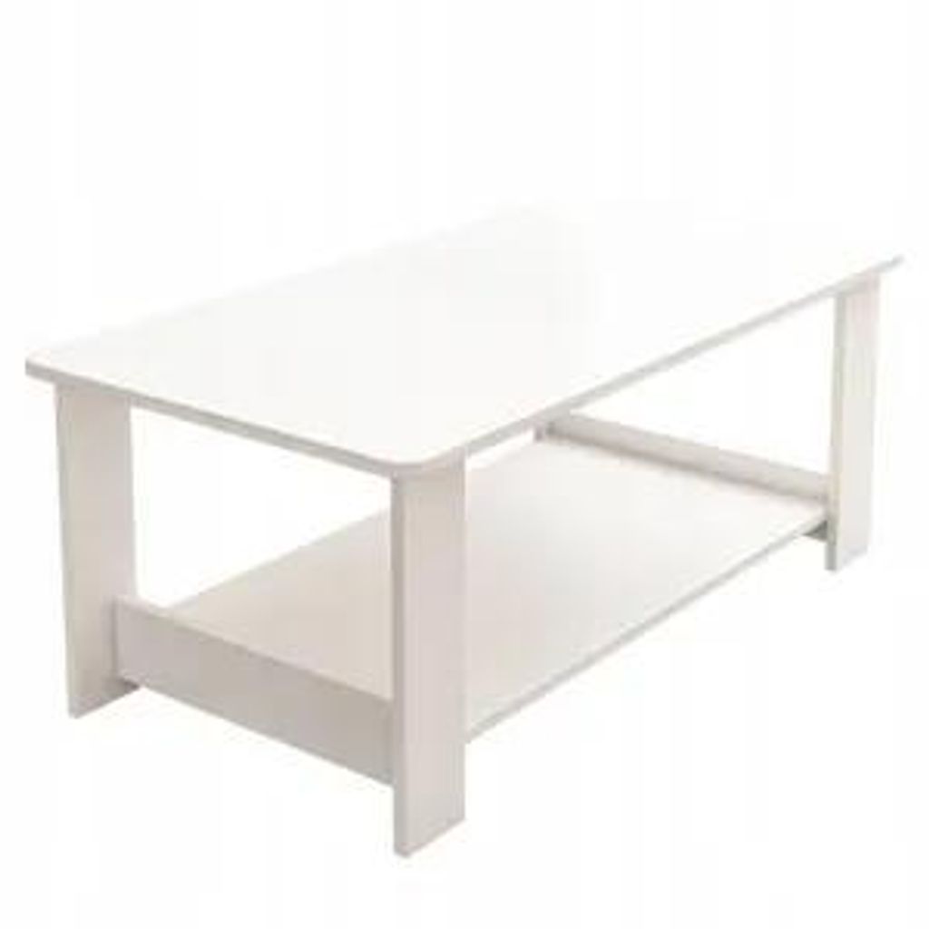 Table Basse Blanche Moderne Avec Étagère Salon Loft Grande Image du produit 
