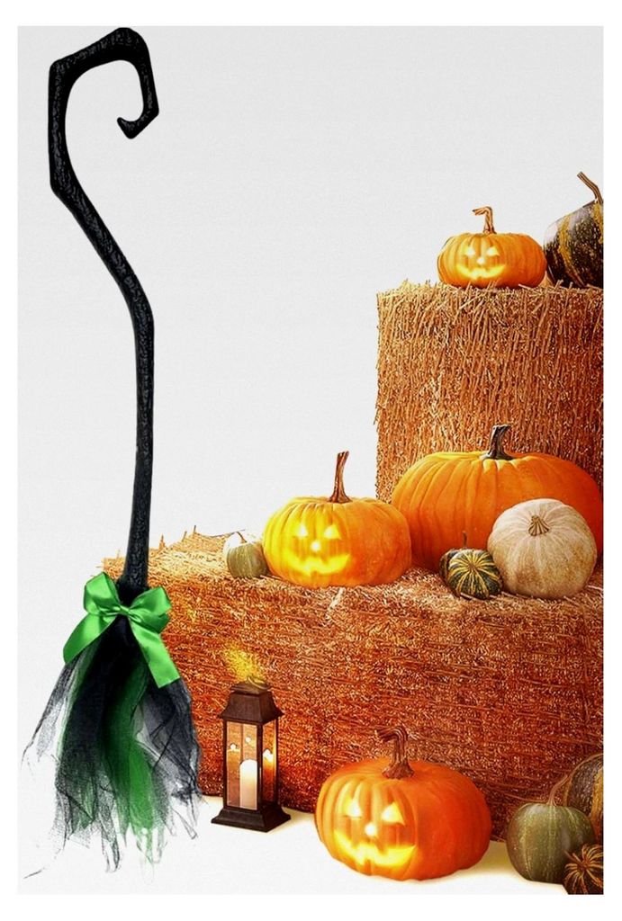 Hexenbesen für Halloween | Dekoration 94 cm | Gruselige tragbare Dekoration für Wand, Tür, Außenbereich, Garten und Innenräume