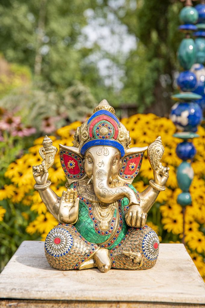 Ganesha sitzend Messing 3 cm 40 g Skulptur Feng Shui 