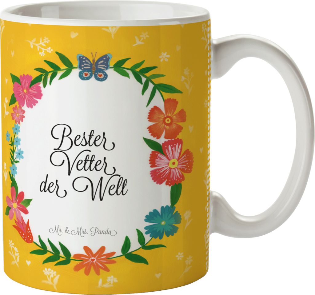 Mr. & Mrs. Panda Becher Vetter - Geschenk, Sohn von Onkel, Kaffeebecher, Teetasse, Verwandtschaft, Cousine, schöne tasse, Kaffeetasse, Familie
