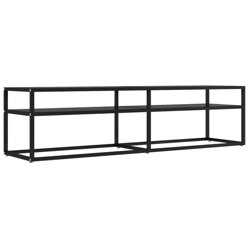 Armoire TV Noire 160x40x40,5 cm en Verre Trempé - Meuble Multimédia