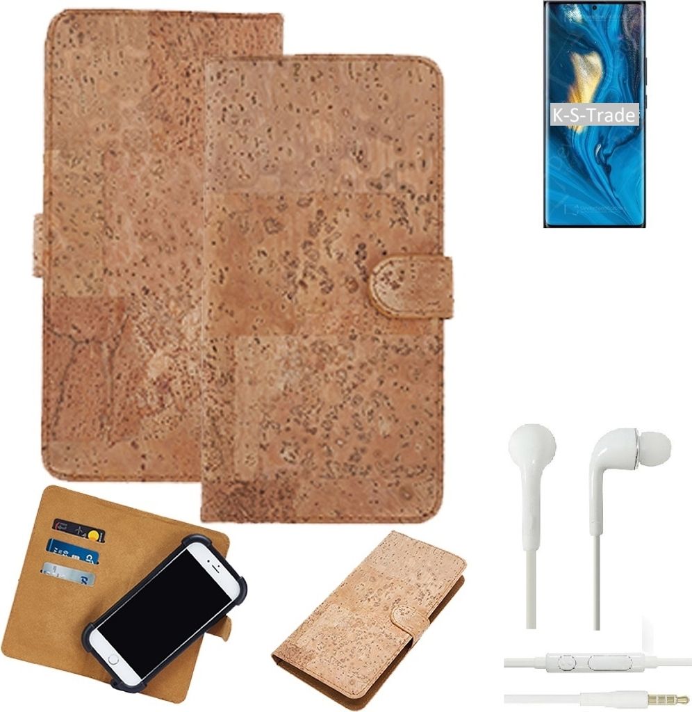 K-S-Trade Hülle kompatibel mit nubia Z30 Pro + in ear Kopfhörer Kork Handyhülle Cover Schutzhülle TPU Case Bumper in Hellbraun, (1x)