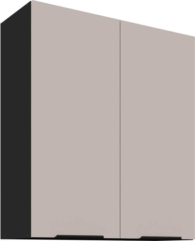 Küchen Hängeschrank 80 cm Küche ARONA Kaschmir beige matt + Schwarz matt Küchenzeile Küchenblock Küche Einbauküche