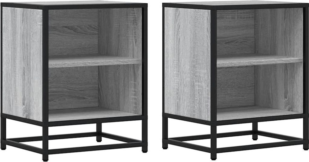 Nachttische 2 Stk. Grau Sonoma 40x31x50 cm Holzwerkstoff Metall