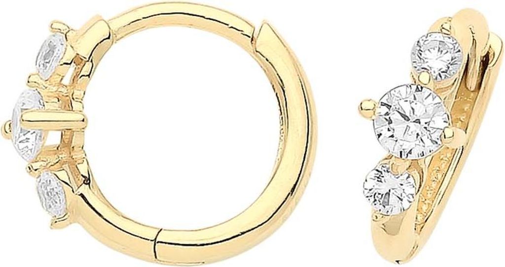 Atemberaubende 9 Karat (375) Gold Damen - Paar Creolen mit Zirkonia - 10mm*4mm; TRS36359