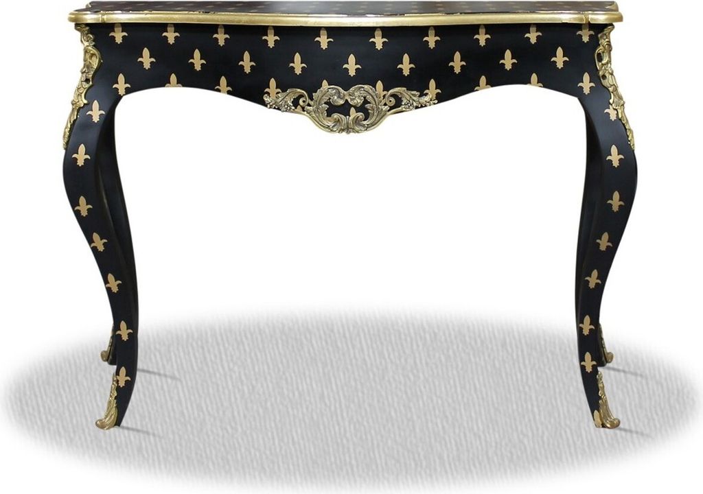 Casa Padrino Barock Konsole Schwarz Gold 100 x 40 x H. 85 cm - Barock Konsolentisch