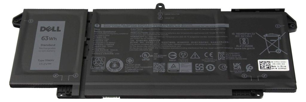 Dell Battery 4C 15.2V 3941mAh 63Wh (TN2GY) Immagine del prodotto 