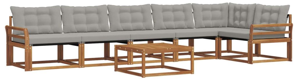 vidaXL Outdoor-Sofagarnitur mit Kissen 7 pcs Natürlich und Hellgrau