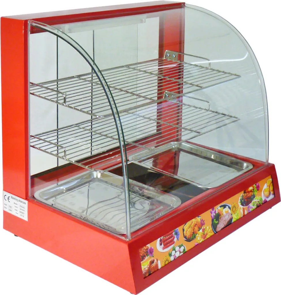 Présentoir Chauffant pour Snacks et Pizzas - Vitrine Rouge KuKoo 1200W