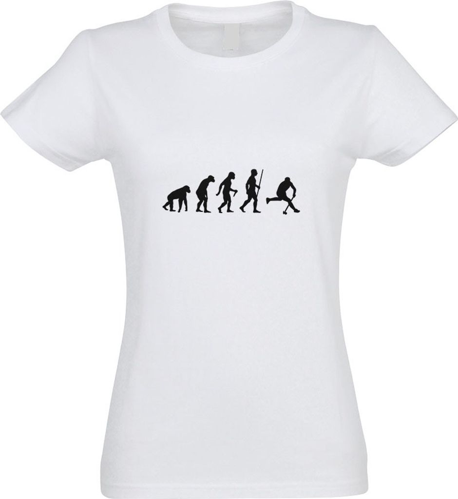 Kiwistar - T-Shirt tailliert - Damen - Weiss - Hockey Ball Evolution - mit Motiv Bedruckt - Funshirt Design - Sport - Freizeit - Damen - XXL