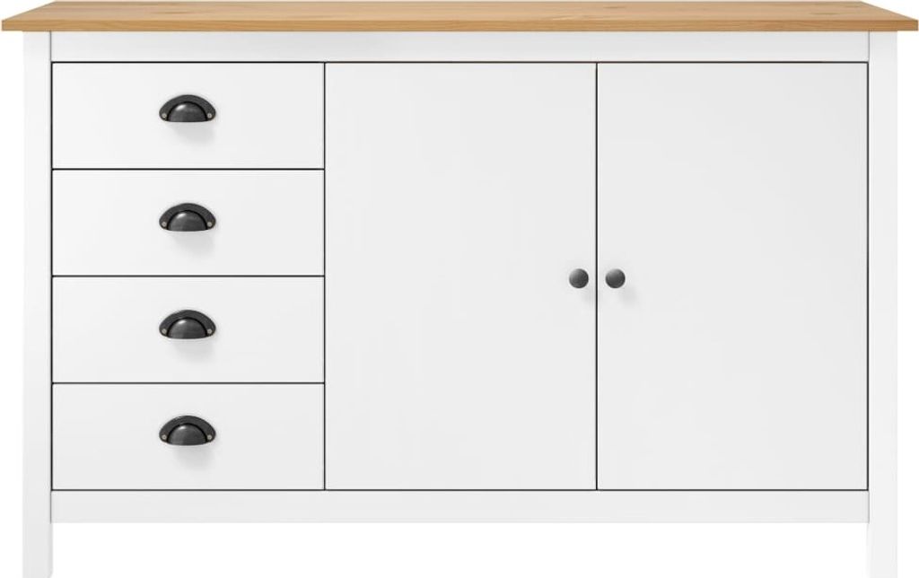 vidaXL Sideboard Hill Blanc 130x40x80 cm Pin massif Image du produit 