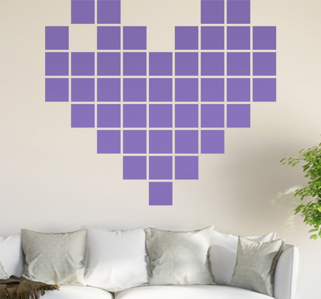 Retro Herz Wandtattoo in 6 Größen - Wandaufkleber Wall Sticker - Dekoration, Küche, Wohnzimmer, Schlafzimmer, Badezimmer