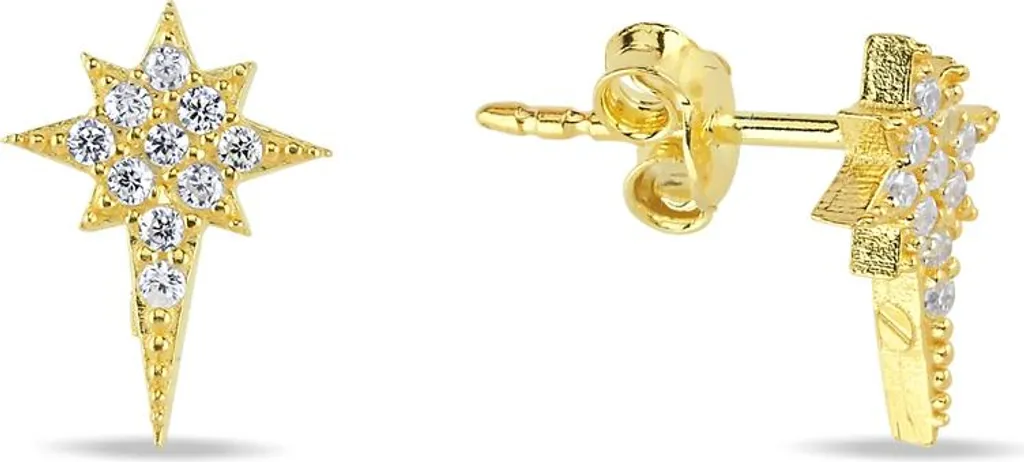 Boucles d'oreilles Étoile Argent 925 avec Sertissage Zircone Premium
