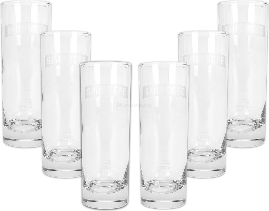 Smirnoff Vodka Cocktail Longdrink Glas Gläser Set - 6x Longdrinkgläser 2/4cl geeicht