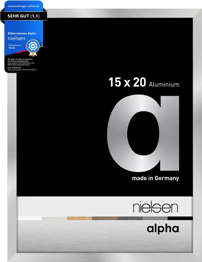 Nielsen Alpha 15x20 Argento - Cornice Design Alluminio per Interni