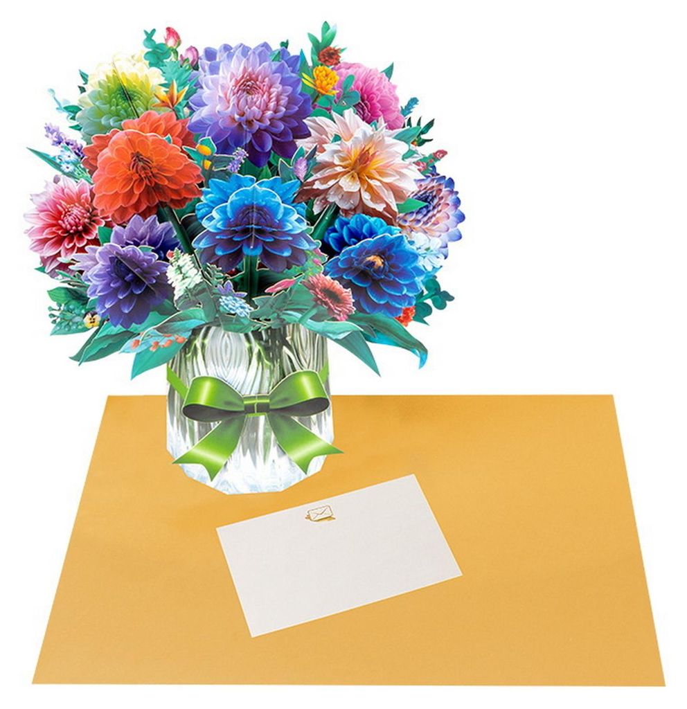 Pop-up-Karten mit Papierblumen, 3D-Blumenstrauß-Grußkarte mit Umschlag und Notiz für Muttertag, Schulabschluss, Jahrestag, Geburtstag, Glückwü...