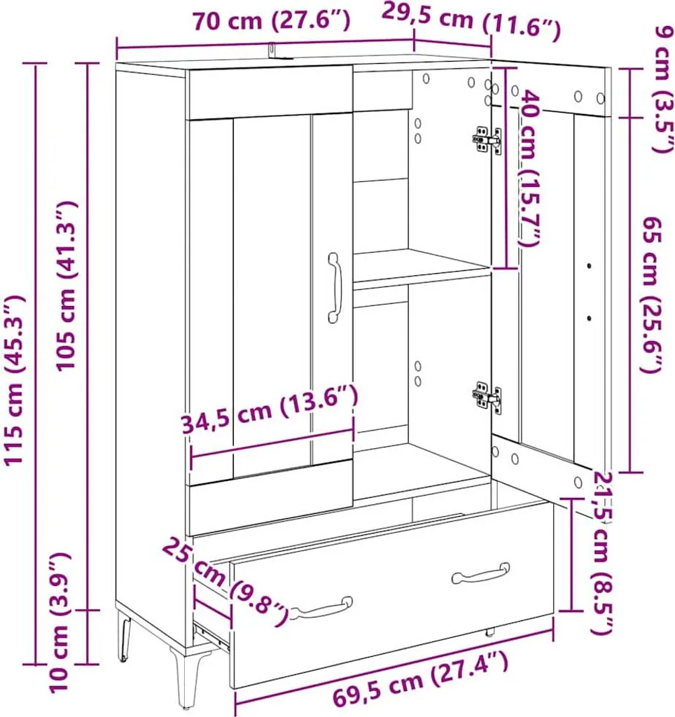 Occasione Credenza Industrial Legno e Ferro 70x31x115 cm - Saldi - 11