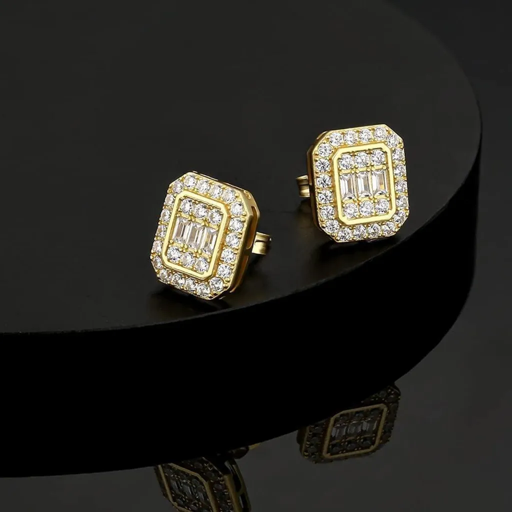 Regalo Uomo Orecchini KRKC&CO 10mm - Argento 925 Iced Out 14K - 7