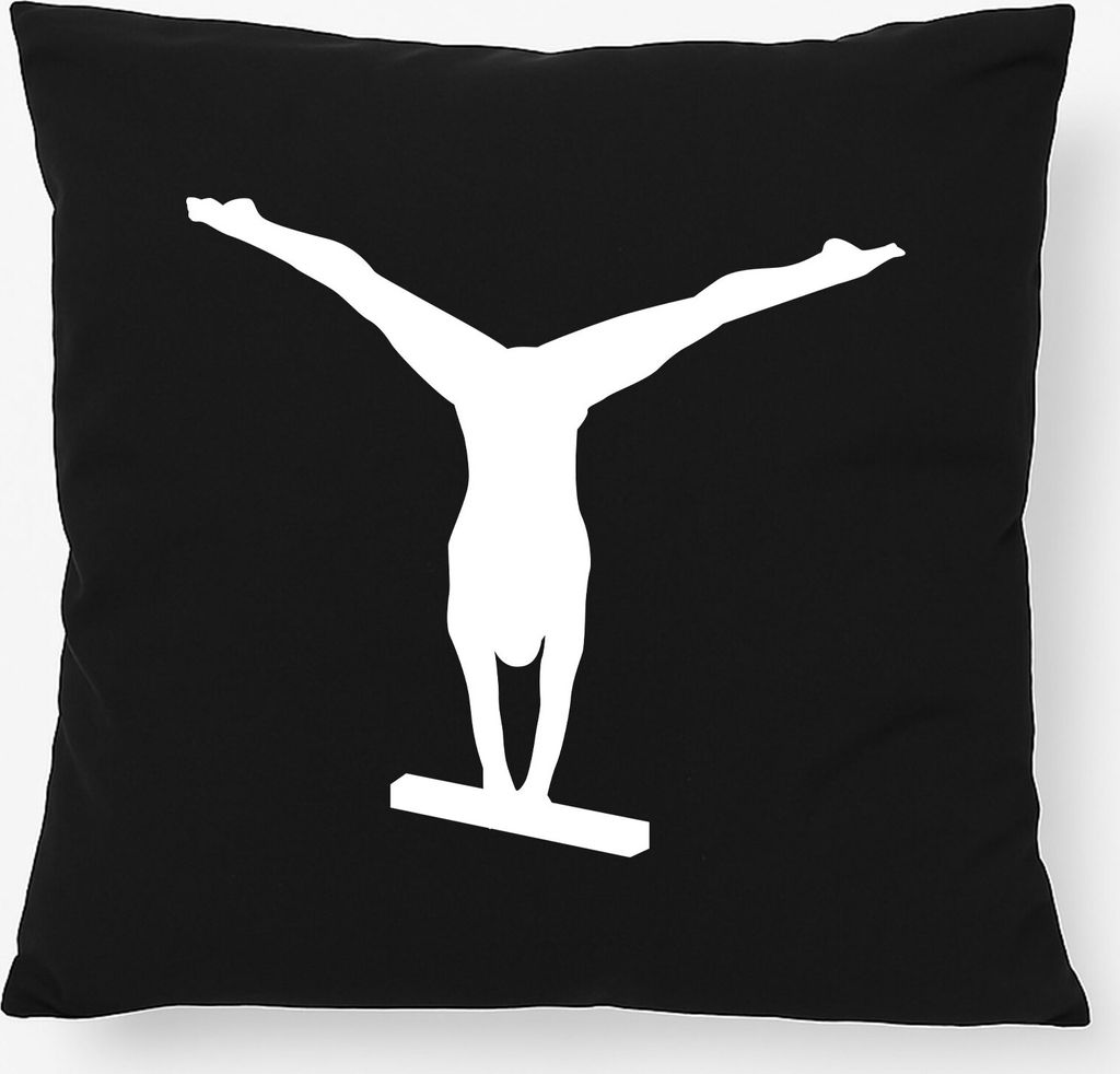 Huuraa Kissen Schwebebalken Turnen 40x40cm mit Füllung Black Baumwolle Dekokissen Geschenkidee