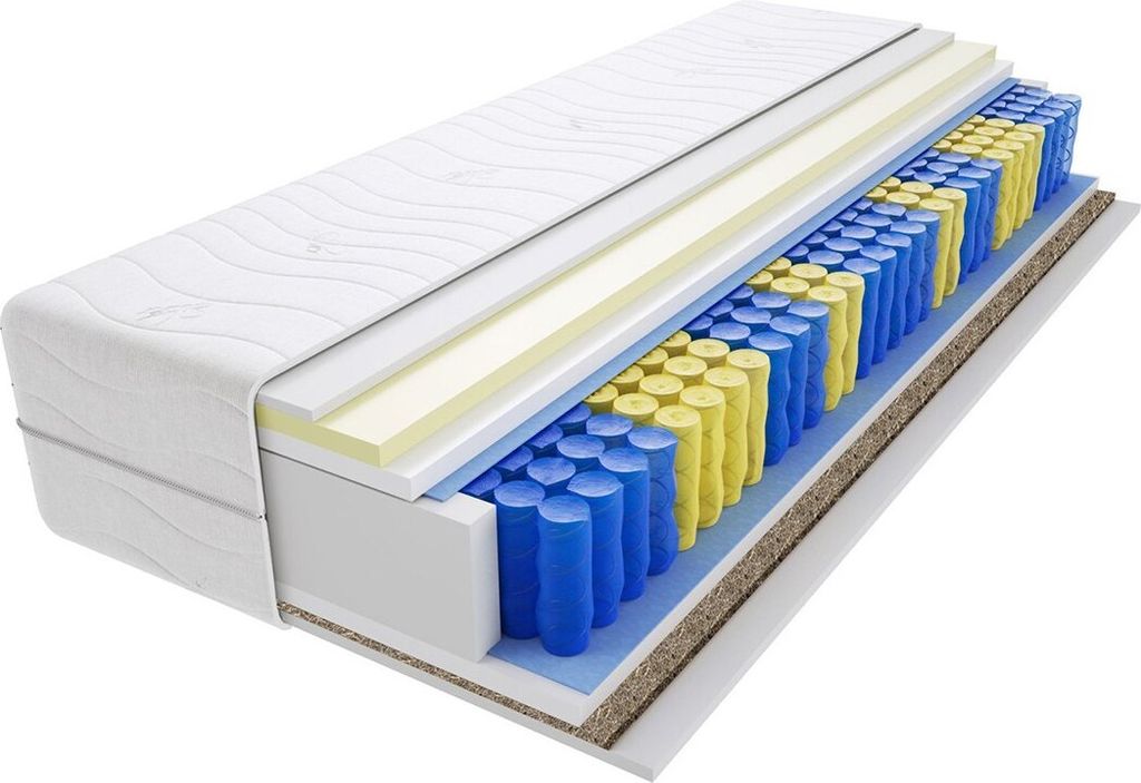 Matratze 140x200 cm Doppelmatratze, H3 & H4 Federkernmatratze, Taschenfederkernmatratze 25 cm Hoch Visco Memory Seegras Hypoallergene, HR-Schaum, W...