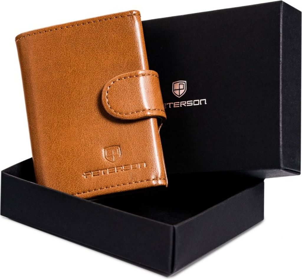 Peterson | Kleines Portemonnaie, für Karten und RFID Protect, Braun, 7x9.5 cm