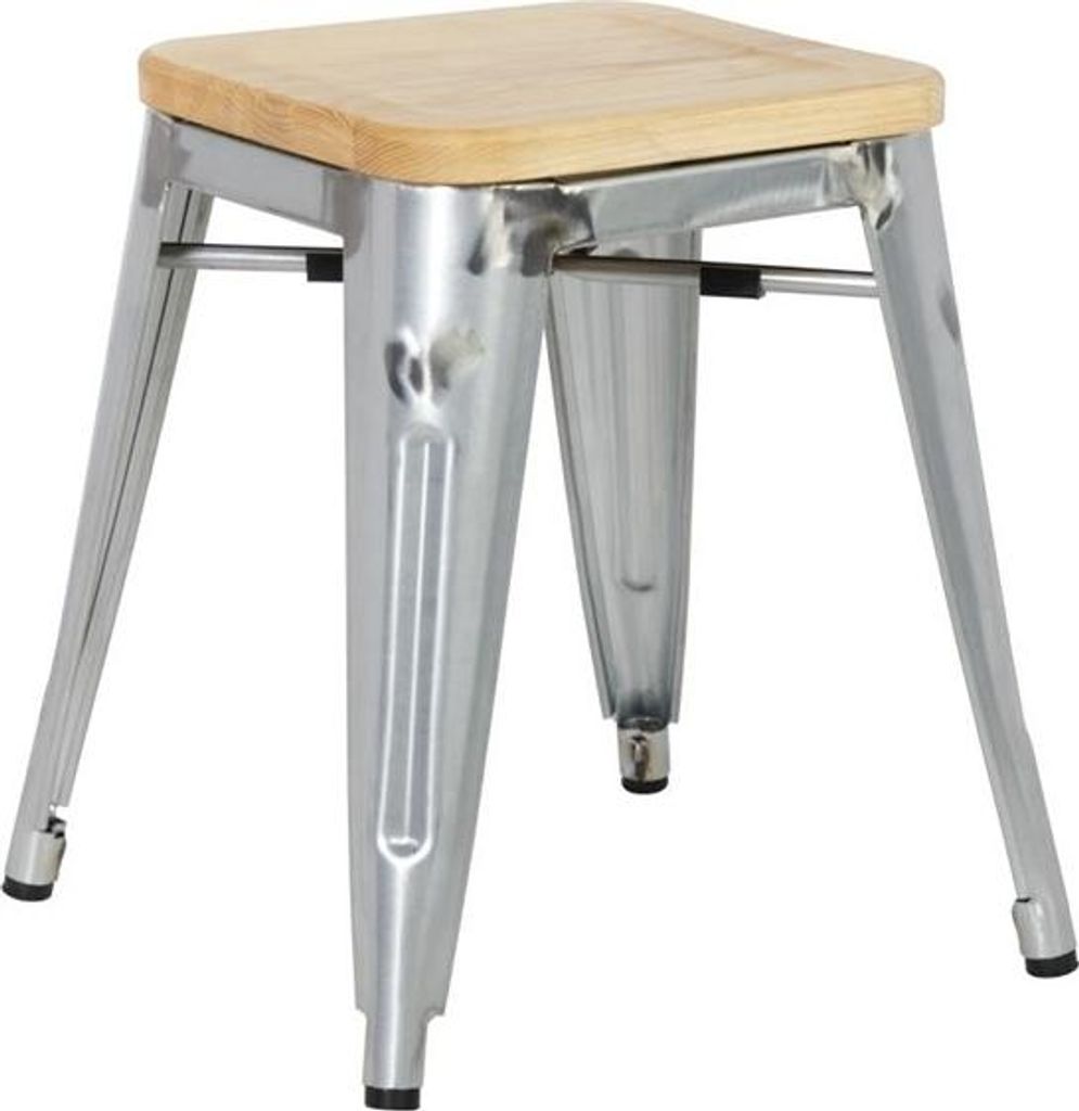Bolero Bistro Stuhl aus verzinktem Stahl mit Holzsitz (4 Stück)