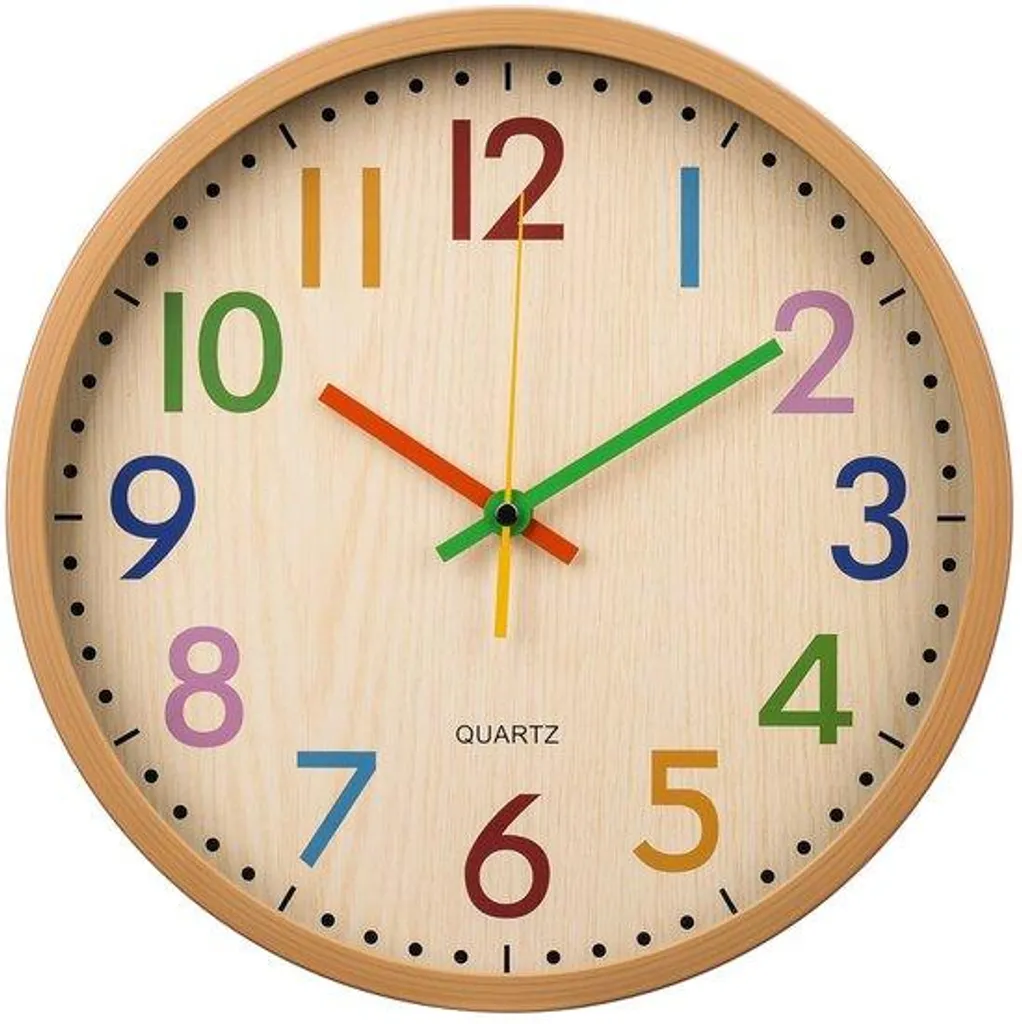 Horloge murale en bois 30 cm silencieuse et moderne pour chambre enfant