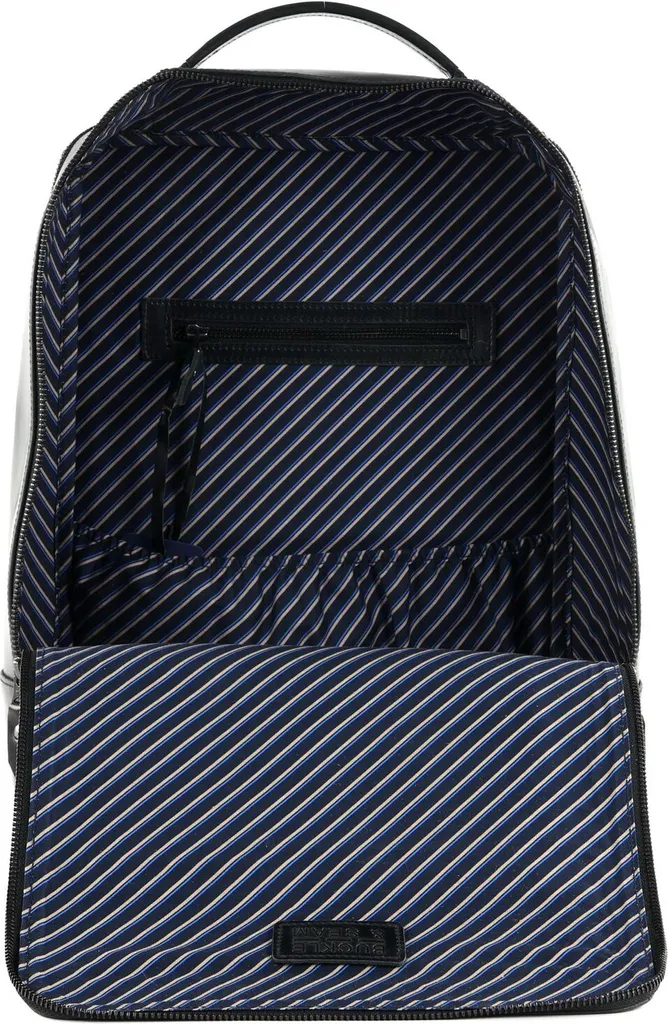 Sac à Dos Cuir Noir 13,5L Leon New Stripes avec Protection Laptop Intégrée