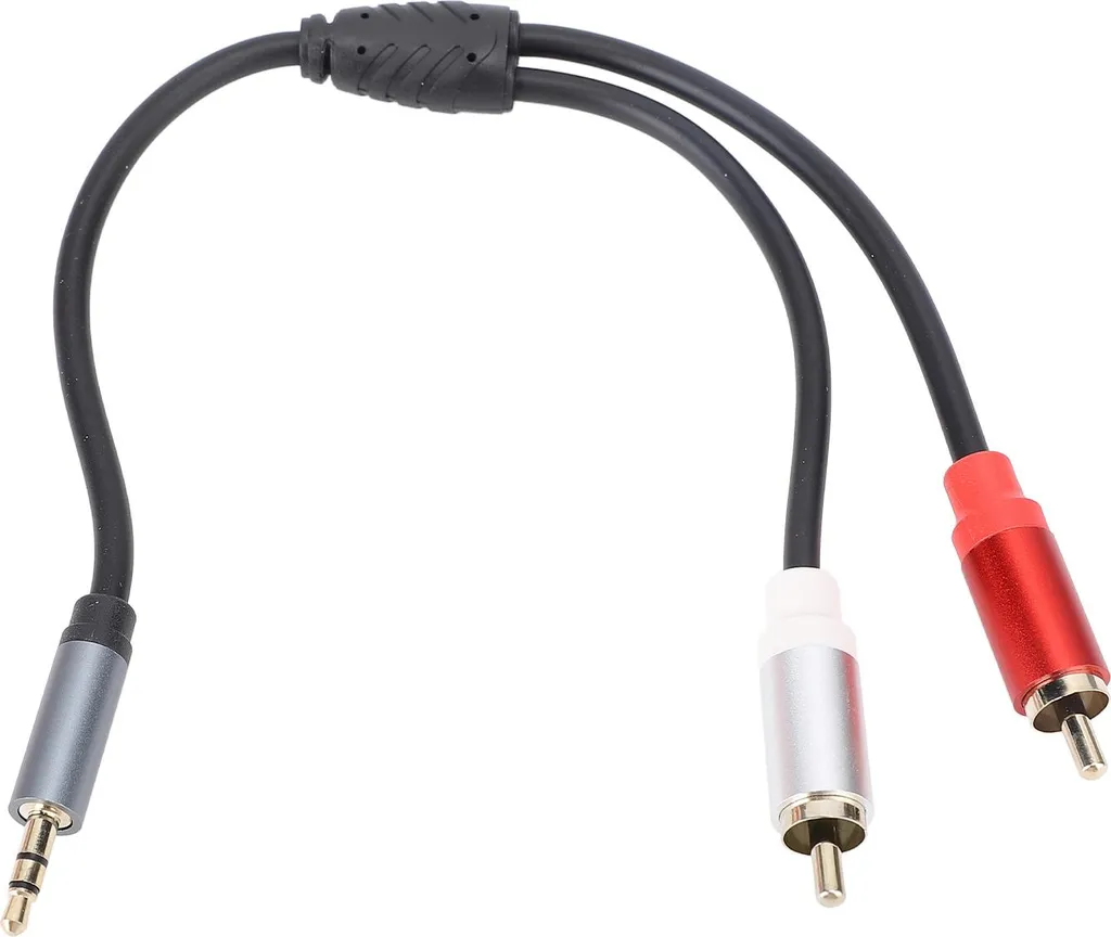 Cavo Stereo Jack a 2 RCA 30cm Oro | Trasparente per Amplificatori Hi-Fi - 1