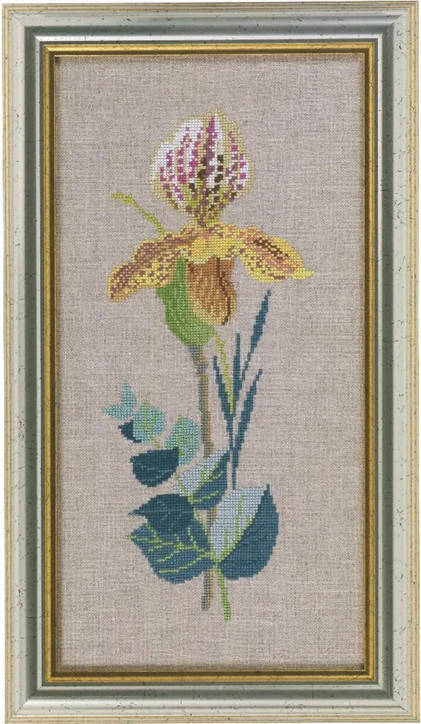 Set punto croce Eva Rosenstand "Orchidea gialla", schema di conteggio, 20x35cm