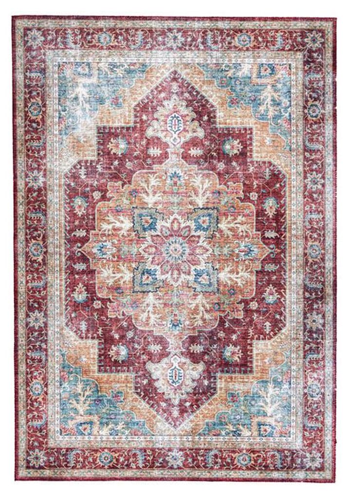Vintage Teppich Azara, Rot, mit abgenutztem Look und Produktbild 
