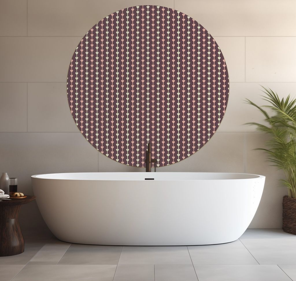 Wallario wasserfestes Poster selbstklebend 120 x 120 cm, Muster Herzen in beig und rosa in Reih und Glied, Badezimmerposter Spritzschutz mit Hochgl...