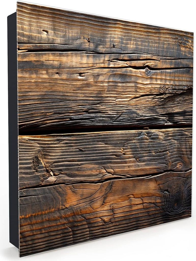 Nachbildung-Schlüsselkasten, Magnetpinnwand und Memoboard mit Glasfront Motiv Holztextur Altholz