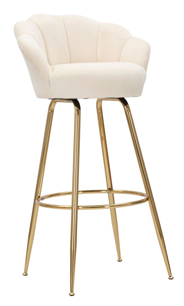 Barhocker Vienna Glam in Creme und Gold – Hoher Samthocker Produktbild 
