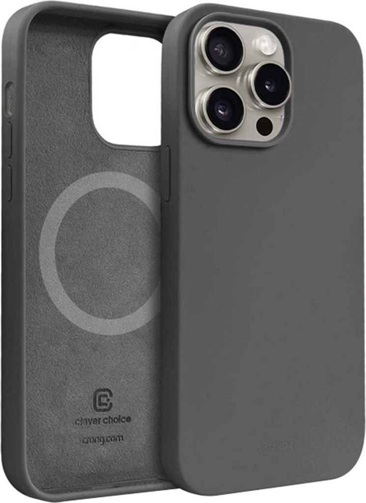 Crong, Silikonhülle iPhone 15 Pro Max MagSafe stoßfest, Grau